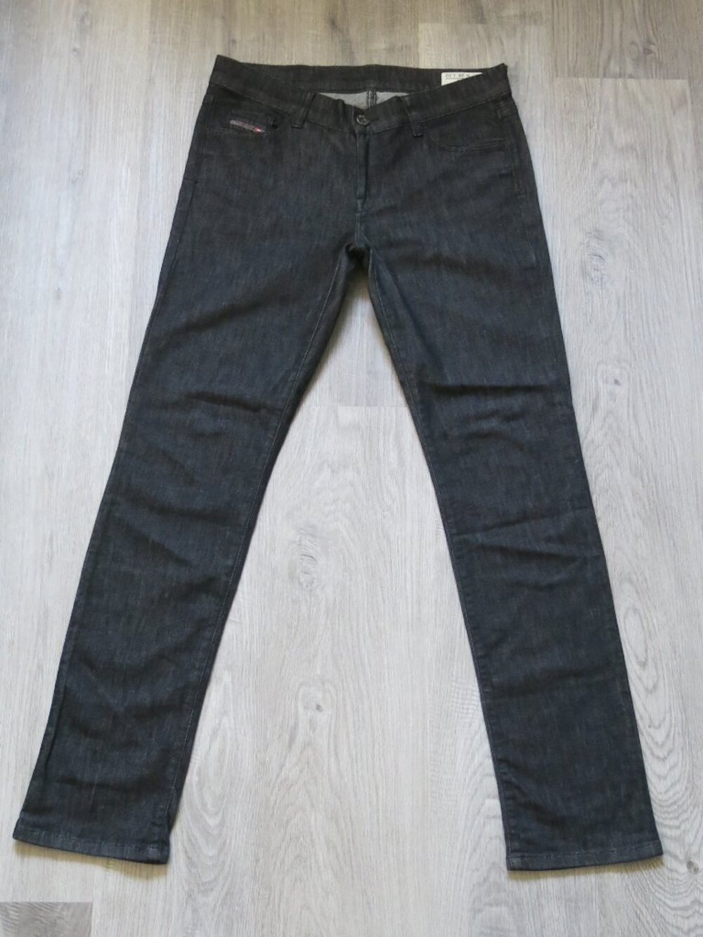 Diesel Industry Hi-Vy Slim Straight Leg Mid Rise Gray Black Wash Denim Jeans 28